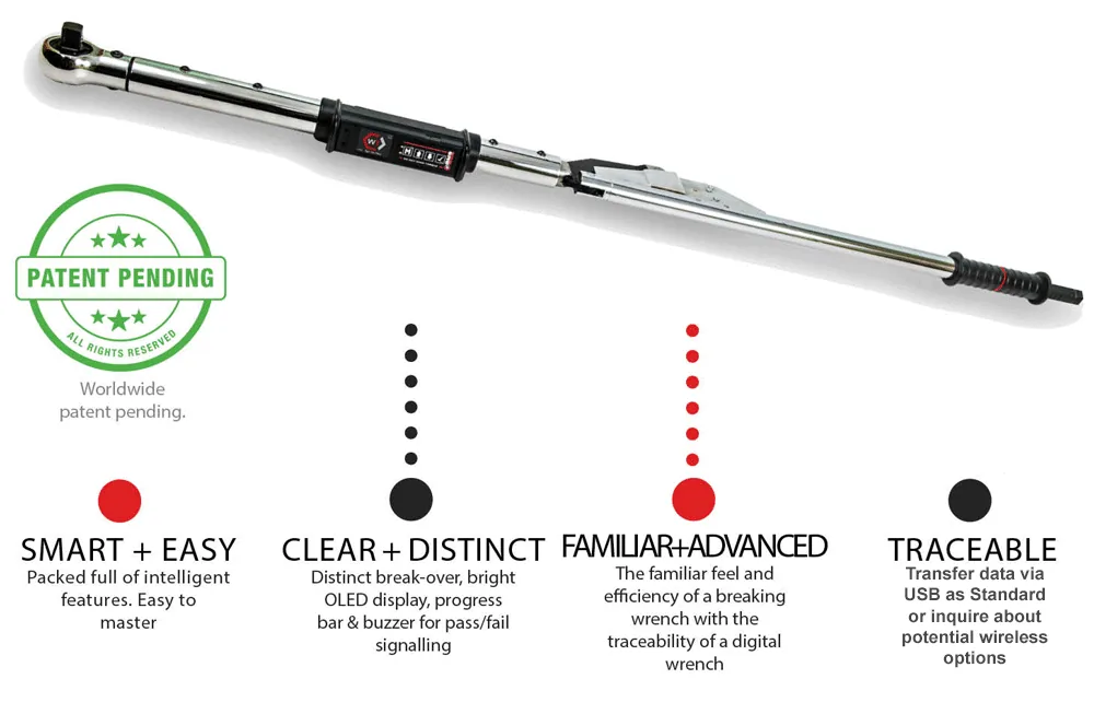 BMS Smart-Break torque wrench with controlled-release breaking arm